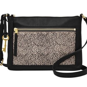 Fossil Black and Cream Crossbody Bag